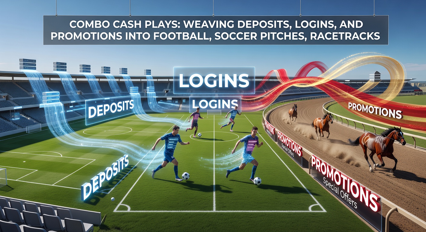Close-up of a casino roulette wheel spinning with digital overlays of soccer highlights, race replays, and promo notifications highlighting deposit bonuses and quick login prompts