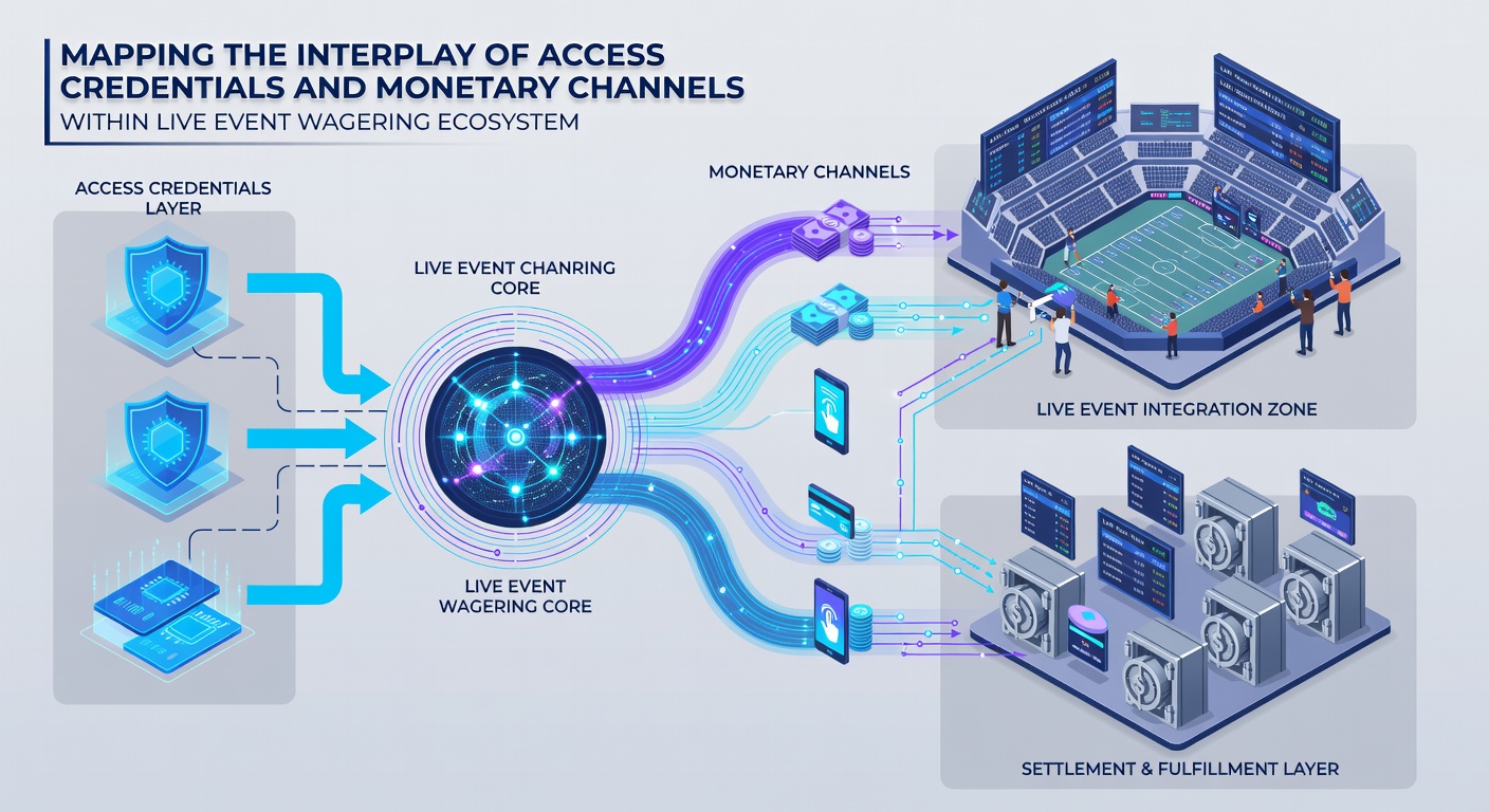 Flow diagram illustrating credential verification nodes connecting to payment gateways during live casino and sports sessions