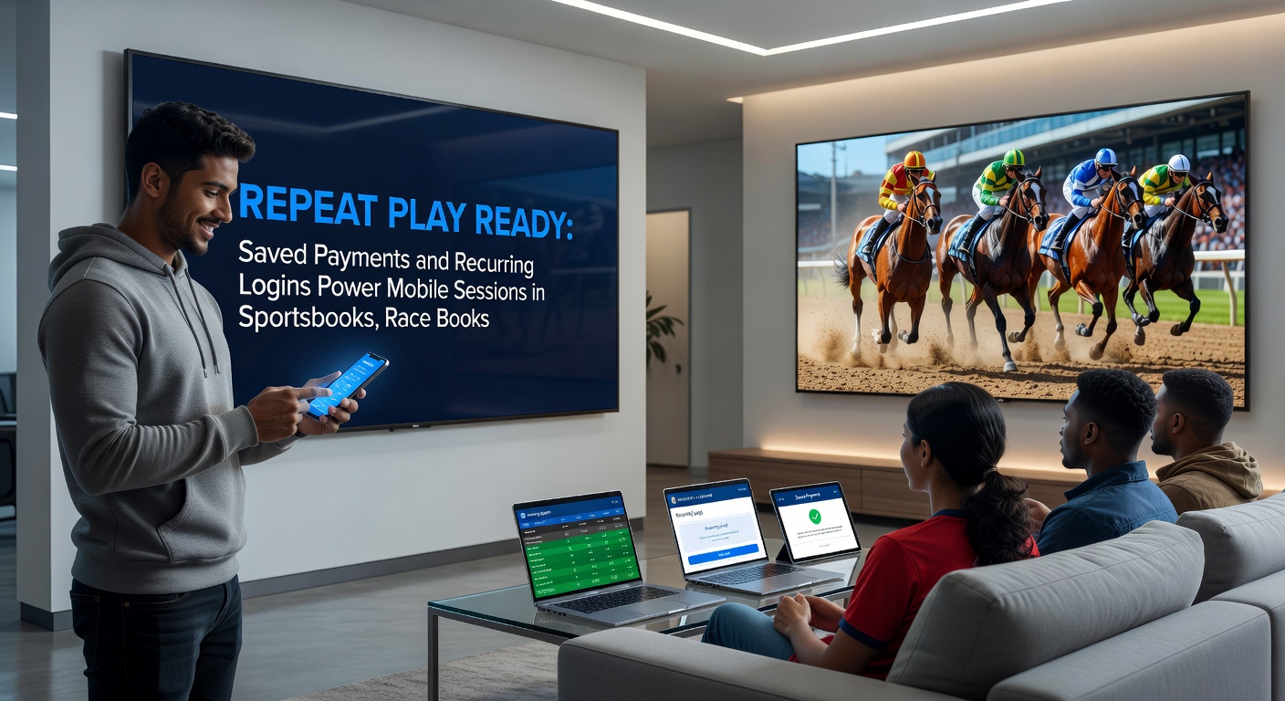 Graph illustrating session length increases with saved payments in mobile betting apps, overlaid on screenshots of racebook odds and casino slots