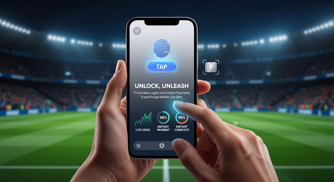 Close-up of a hand tapping a phone screen to confirm an instant payment during a live tennis match bet